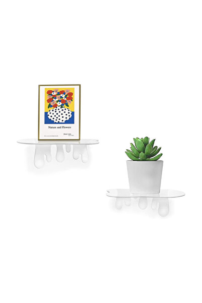 Trend Pleksi Splash Dekoratif 2'li Duvar Rafı (2 Adet)