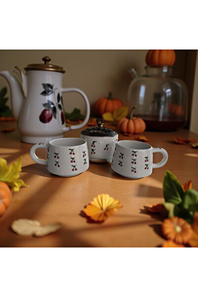 İlbay Çini Takı Baby Cherry 2 Cup 1 Sugar Bowl