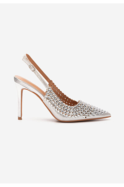 B T Shoes Stribrné lodičky do špičky Caroline