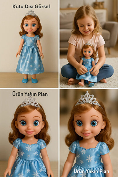 Genel Markalar Eliza Konuşan Prenses Moda Bebek Taçlı, Işıltılı Elbiseli, Kut...