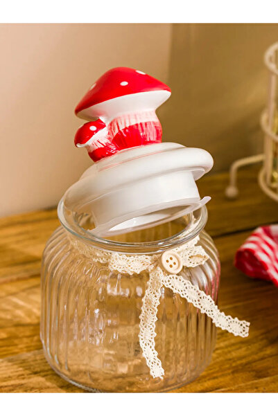 LC Waikiki Lcw Home Colorless Mushroom Figured Glass Storage Container 600 ml