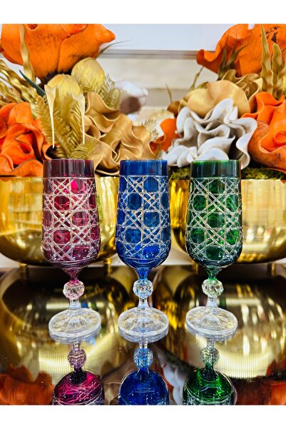 LOKMAN ZÜCCACİYE Bohemia crystal colorful handcrafted footed honeycomb model coffee side water glass 180cc