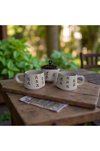 İlbay Çini Takı Baby Cherry 2 Cup 1 Sugar Bowl