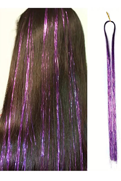 CAŞ DEKORASYON Purple Color Silvery Side Hairpiece 45 cm - (2 Pieces)