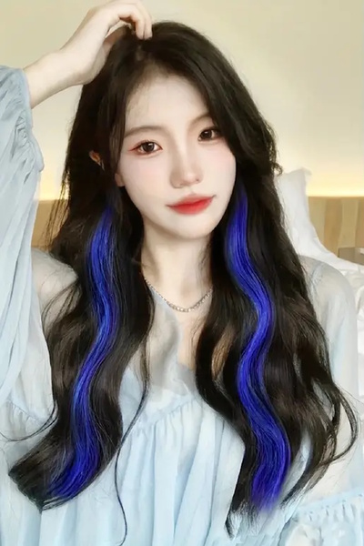 CAŞ DEKORASYON Navy Blue Color Side Snap Hairpiece - 50 cm - (2 Pieces)