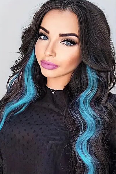 CAŞ DEKORASYON Postă de păr ondulată de culoare albastră-50 cm- (2 bucăți)