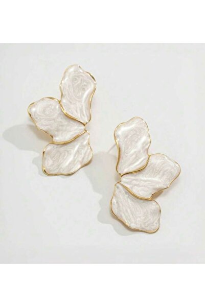 monalisatoka Kadın Gold Ekru Mineli Taç Yapraklı Çiçek Küpe