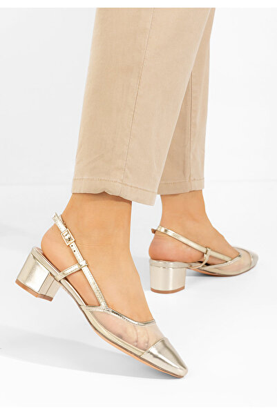 B T Shoes Gold Velva chunky heel shoes