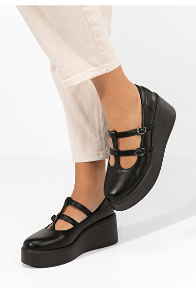 B T Shoes Černé dámské polobotky na platformě Gertude