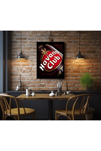 çerçeveli led ışıklı viski bar tablo (adaptörlü)