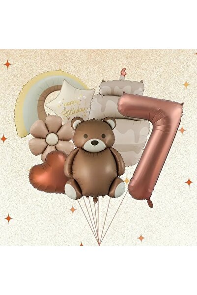 DÜVENCİ TİCARET Set de 7 baloane cu ursuleț maro, margarete, curcubeu, pentru...