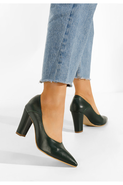 B T Shoes Catania green leather high-heeled shoes