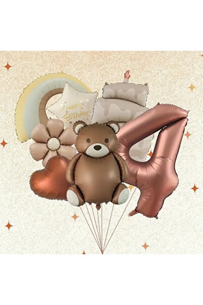 DÜVENCİ TİCARET Set de 7 baloane cu ursuleț maro, margarete, curcubeu, pentru...