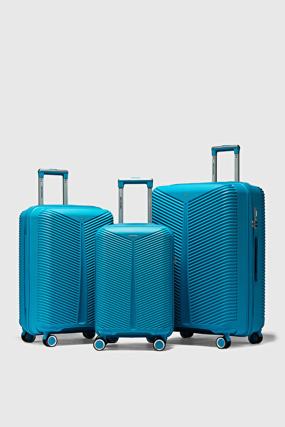 Fiyaka My-pp Bilbao tekerlekli kırılmaz valiz 3'lü set bavul TURKUAZ