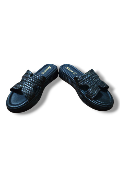 BARONES SHOES شبشب من الجلد الطبيعي ذو تفاصيل محبوكة ونعل عالي
