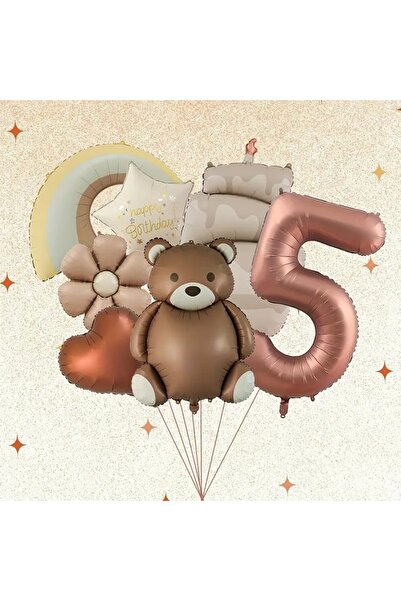 DÜVENCİ TİCARET Set de 7 baloane cu ursuleț maro, margarete, curcubeu, pentru...