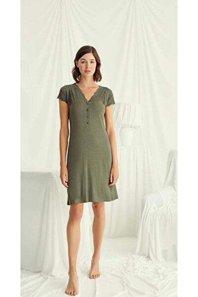 NightLove Monamise Lace Front Buttoned Short Nightgown 18529