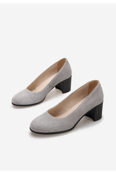 B T Shoes Šedé kožené lodičky Dalida