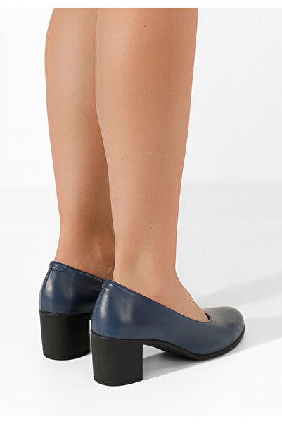 B T Shoes Tmavě modré kožené lodičky Dalida