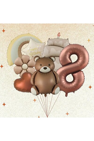 DÜVENCİ TİCARET Set de 7 baloane cu ursuleț maro, margarete, curcubeu, pentru...