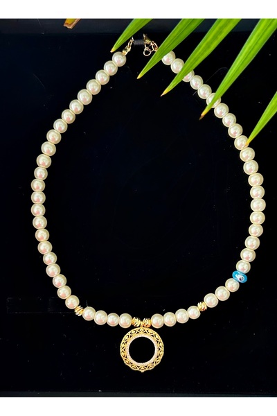 İNCİ TAKI TASARIM Çeyrekli kolye inci kolye çeyrek altın takılan kolye