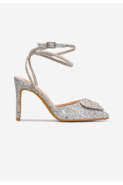 B T Shoes Střibrné elegantní lodičky Amaya