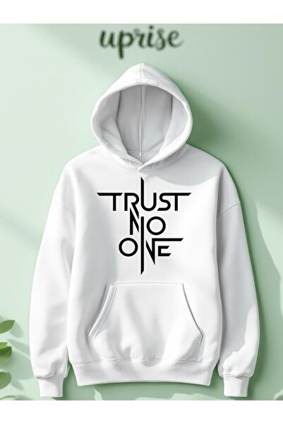 Vordevia Hanorac Trust No One cu imprimeu din bumbac cu supradimensionat fire O