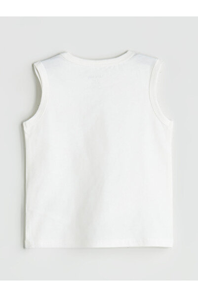 LC Waikiki Ecru Crew Neck Printed Baby Boy Undershirt, Pack of 2