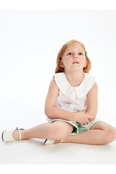 LC Waikiki White Baby Collar Girl's Blouse