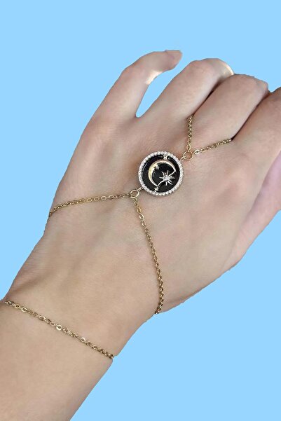 CAŞ DEKORASYON شاحميران من الفولاذ باللون الذهبي مع حجر القمر والنجوم