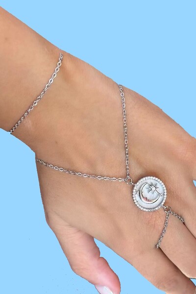 CAŞ DEKORASYON شاميران فضي اللون من الفولاذ مع أحجار على شكل قمر ونجوم