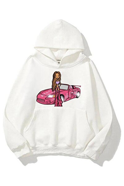 Violon Ροζ χειμερινό φούτερ με κουκούλα και σχέδιο αυτοκινήτου, unisex