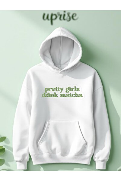 Vordevia Hanorac Matcha cu imprimeu Cotton 3 Thread O supradimensionat