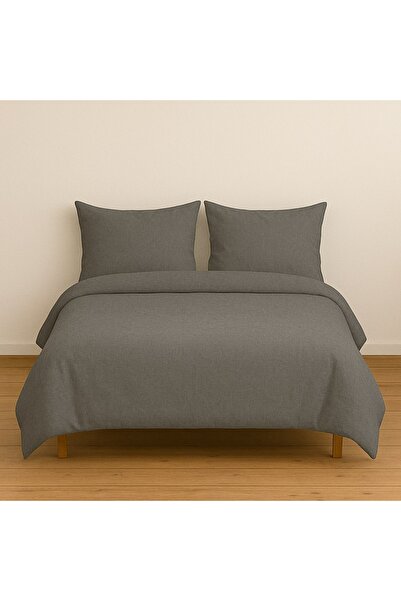 StellaFlavo غطاء لحاف مزدوج بلون أنثراسيت + غطائي وسادة