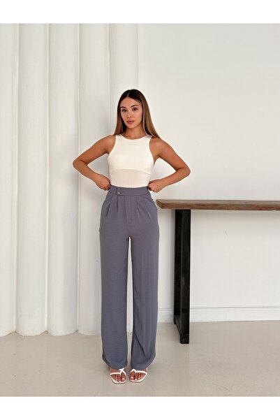 verabelle High Waist Pleated Palazzo First Class Cotton Aerobin Fabric Pants