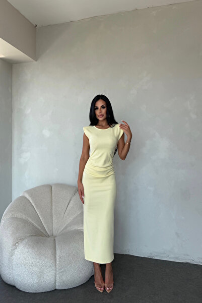 LİLA İSTANBUL Bisiklet Yaka Sıfır Kol Düz Renk Zarif Yazlık Elbise