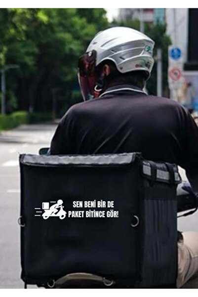 Yalıgraf Reklam Tabela Moto Kurye Çanta Yazısı Sticker 25cm - Sen Beni Bir de...
