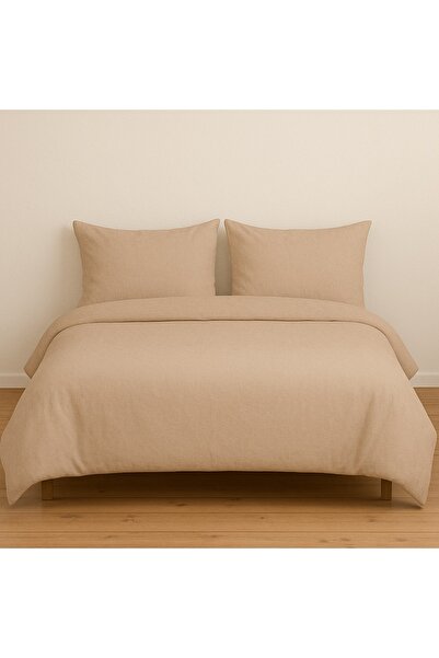 StellaFlavo Παπλωματοθήκη διπλού μονόχρωμου μπεζ χρώματος + 2 μαξιλαροθήκες