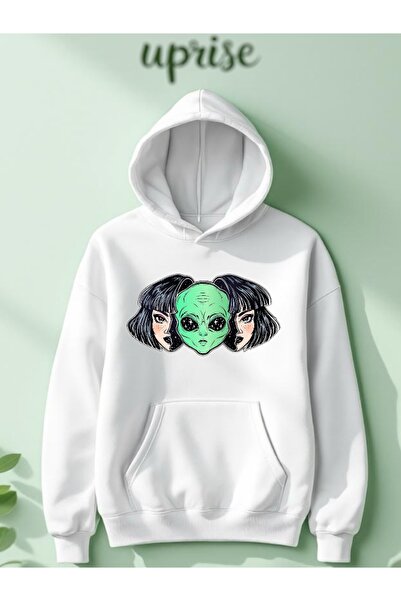 Vordevia Hanorac Alien Alien cu imprimeu din bumbac cu supradimensionat fire O