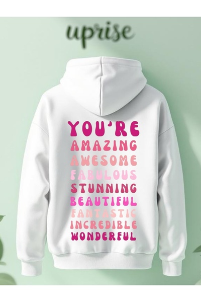 Vordevia Hanorac You're Amazing cu imprimeu din bumbac cu 3 fire O supradimen...