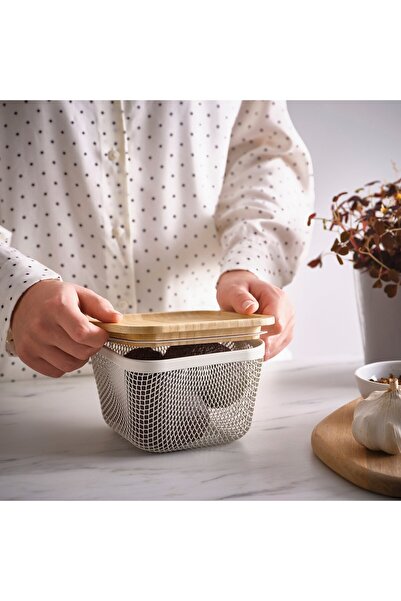 IKEA 365+ Food storage basket, metal/white, 14 x 14 x 10 cm