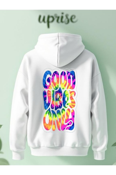 Vordevia Hanorac Good Vibes Only cu imprimeu din bumbac cu 3 fire O supradime...