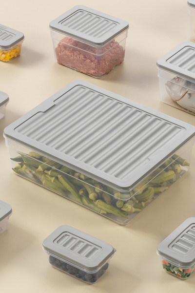 FİTHOME 4-Piece Deep Freezer and Refrigerator Organizer Deep Shallow Organizer Freezing Microwave Anthracite Lid