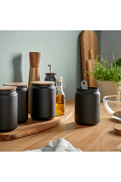 IKEA EKLATERA Jar with lid, black, 1 l