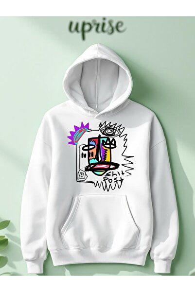 Vordevia سويت شيرت قطني كبير الحجم مطبوع عليه تصميم ما بعد الحداثة بثلاث خيوط