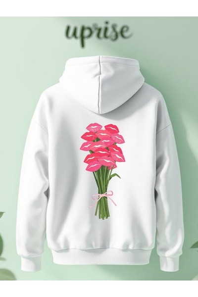 Vordevia Hanorac Kiss Bouquet cu imprimeu Cotton 3 Thread O supradimensionat