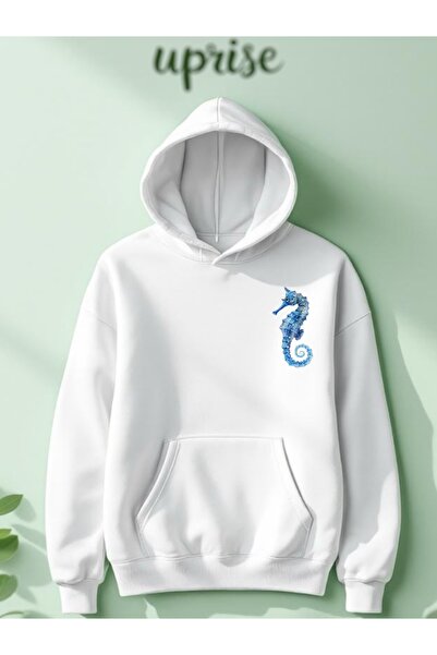 Vordevia Огромна блуза с принт на морско конче, 3-слоен памук