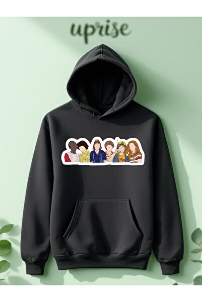 Vordevia سويت شيرت قطني كبير الحجم مطبوع عليه "أشياء غريبة" بثلاث خيوط