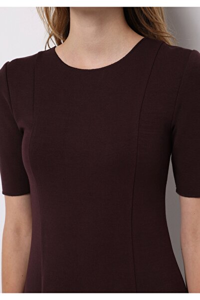 Colin's Slim Fit Düz Kadın Bordo Kısa Kol Elbise
