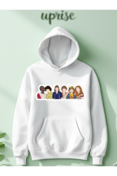 Vordevia سويت شيرت قطني كبير الحجم مطبوع عليه "أشياء غريبة" بثلاث خيوط